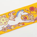 Hermes Twilly Silk Mille Et Un Lapins a Thousand and One Rabbit Scarf Yellow — view 5