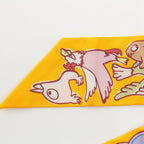 Hermes Twilly Silk Mille Et Un Lapins a Thousand and One Rabbit Scarf Yellow — view 8