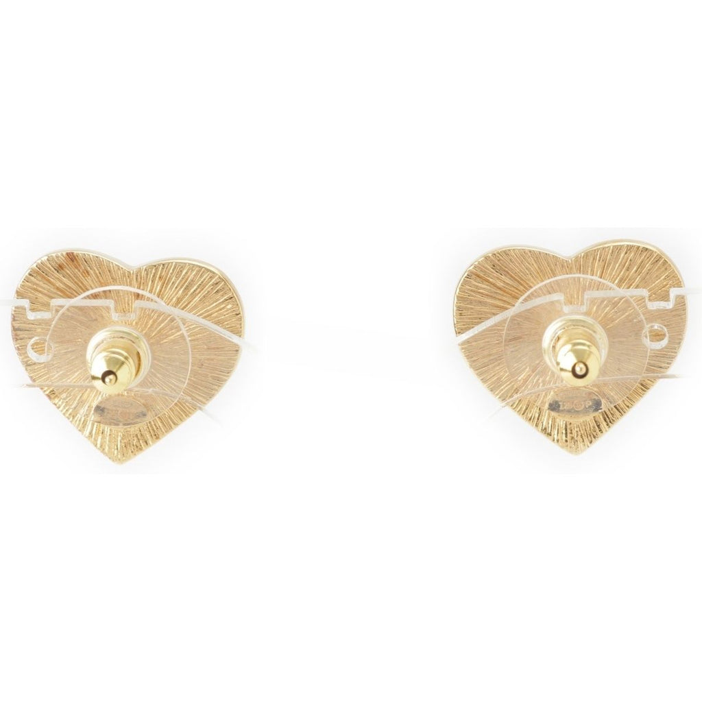 Chanel CC Logo Heart Earrings Black Gold — view 2