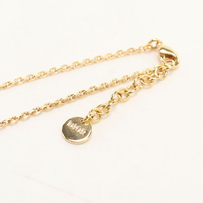 Dior Rhinestone Heart Necklace Metal — view 6