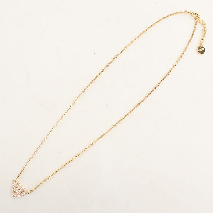 Dior Rhinestone Heart Necklace Metal — view 5