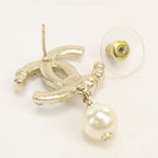 Chanel Rhinestone Pearl CC Logo Earrings Metal — view 4