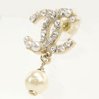 Chanel Rhinestone Pearl CC Logo Earrings Metal — view 3