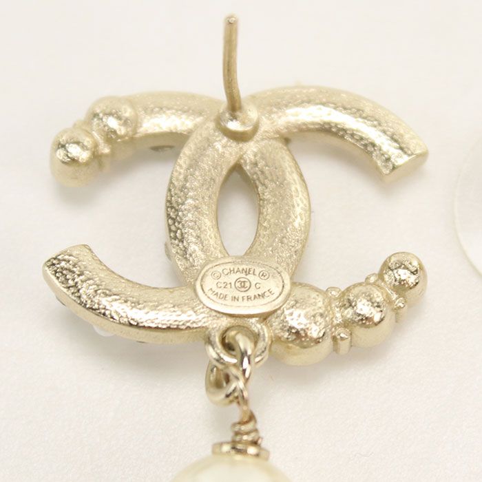 Chanel Rhinestone Pearl CC Logo Earrings Metal — view 5