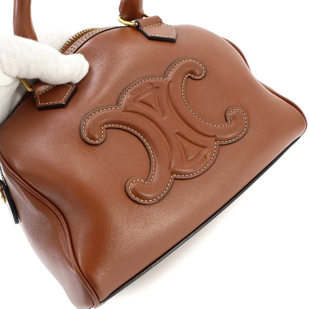 Celine Cuill Triomphe Small Boston 2-Way Bag Leather Brown — view 8