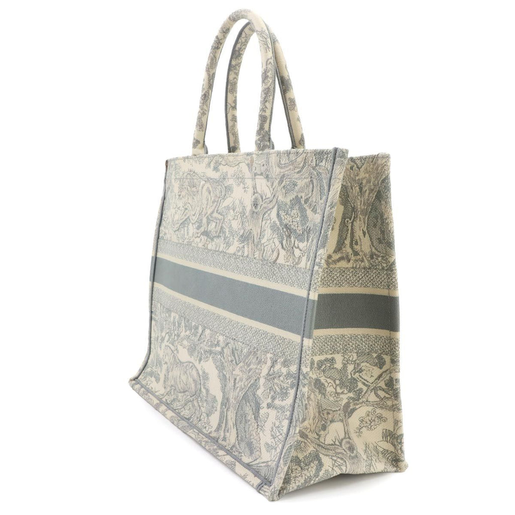 Dior Book Tote Bag Large Toile de Jouy Canvas Ecru Gray — view 3
