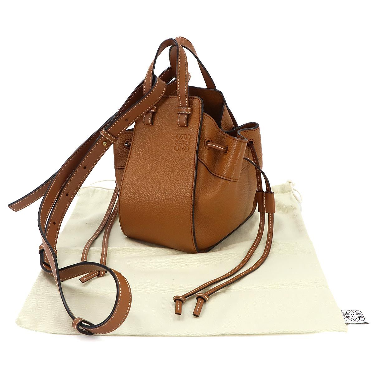 Loewe Hammock Drawstring Mini 2-Way Bag Leather Brown — view 2