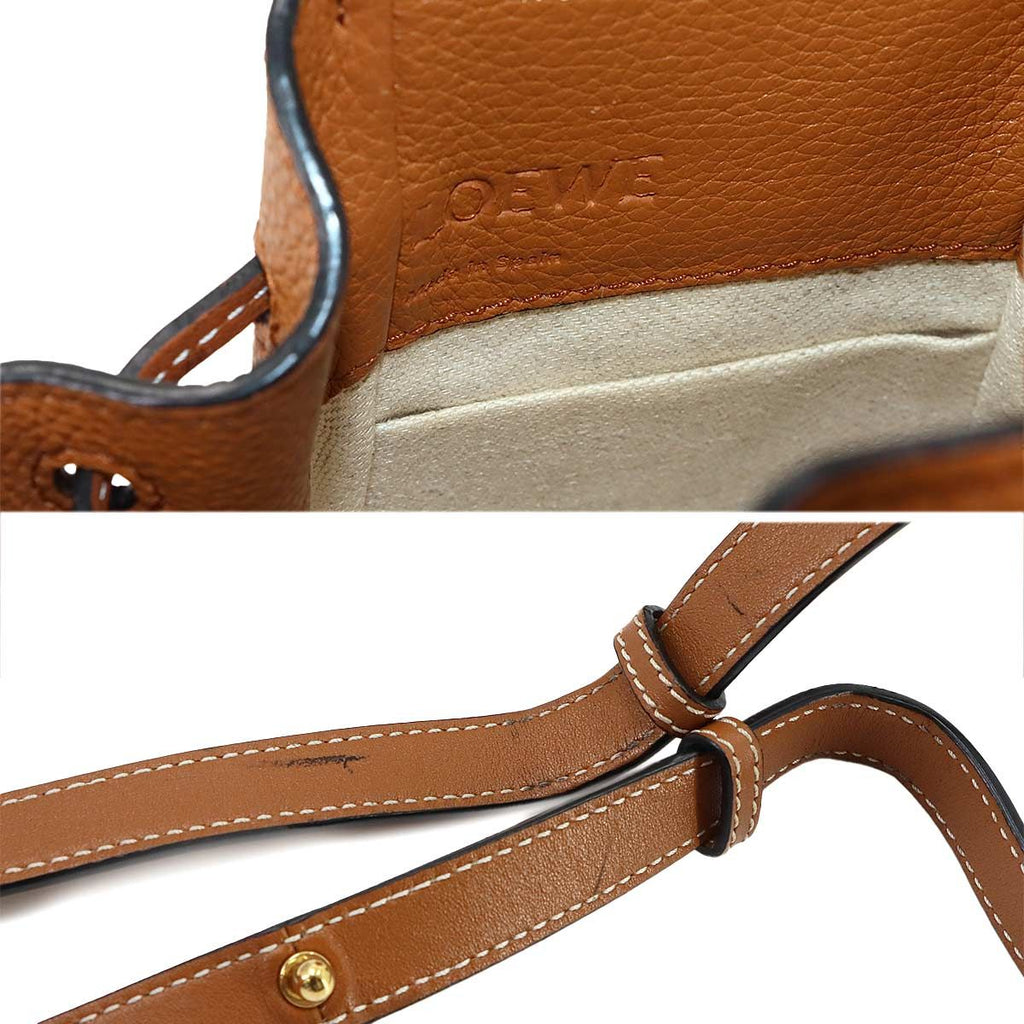 Loewe Hammock Drawstring Mini 2-Way Bag Leather Brown — view 8