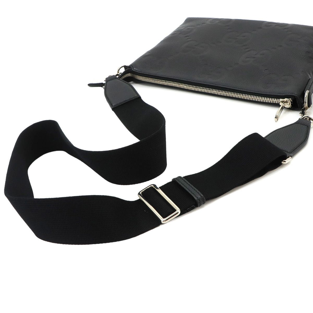 Gucci Jumbo GG Shoulder Bag Leather Black Silver — view 6