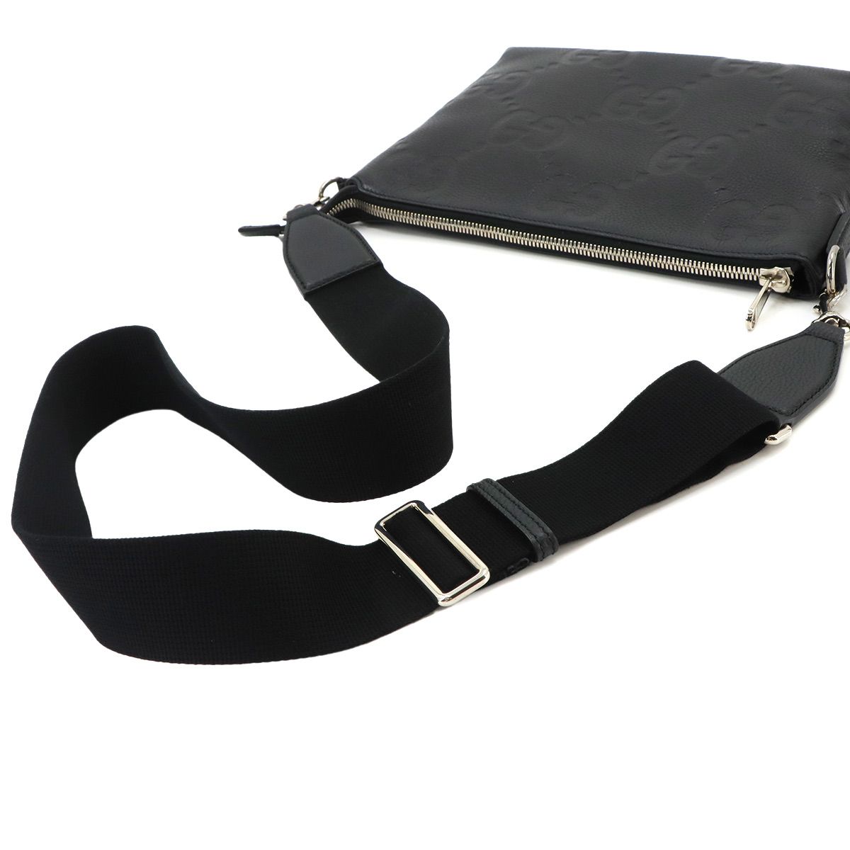 Gucci Jumbo GG Shoulder Bag Leather Black Silver — view 6