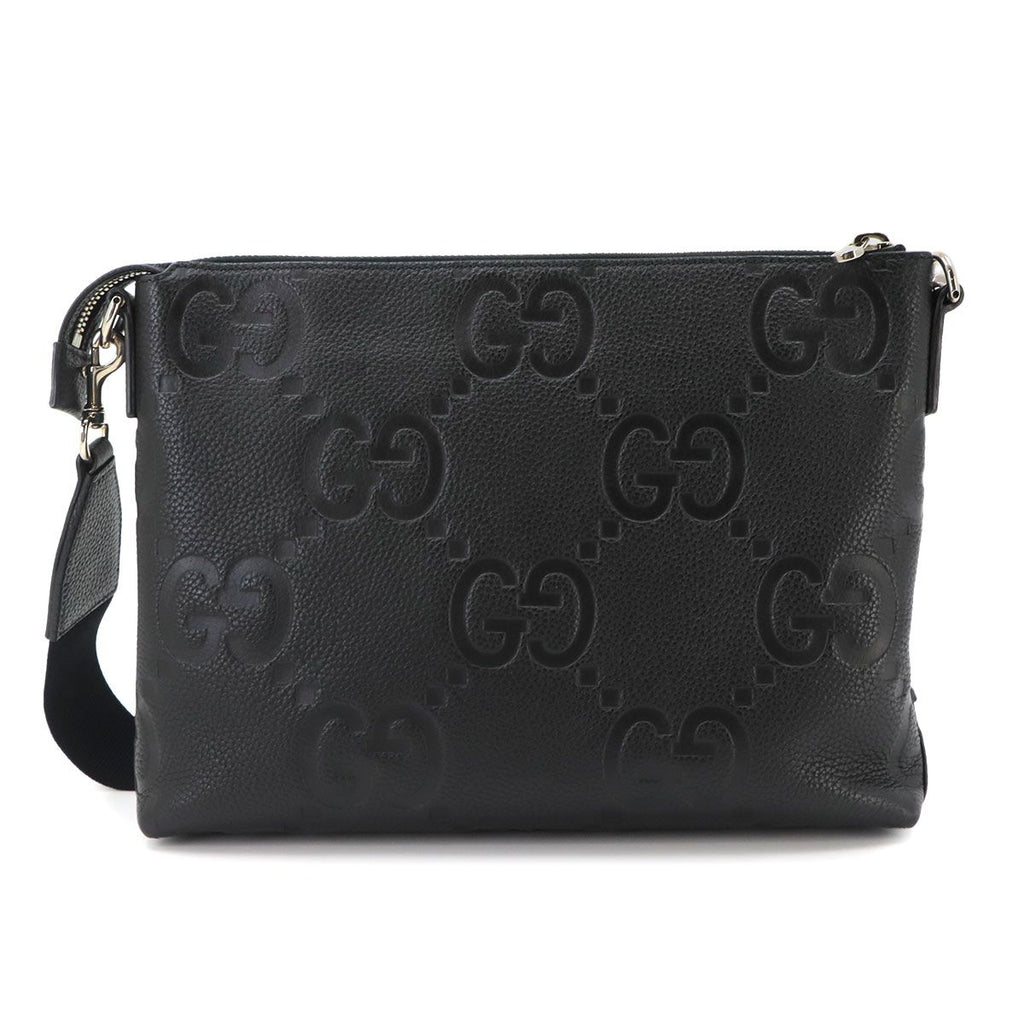 Gucci Jumbo GG Shoulder Bag Leather Black Silver — view 3