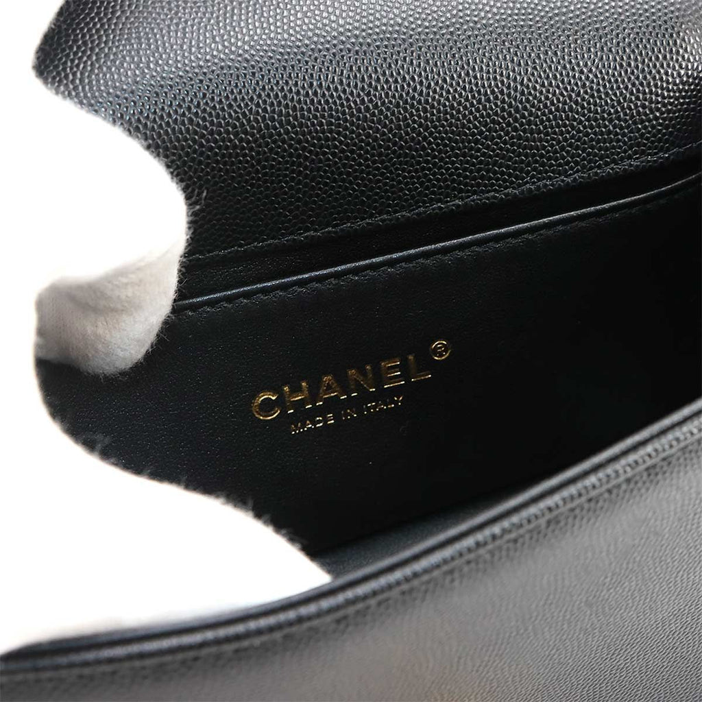Chanel Boy Small Chain Shoulder Bag Caviar Leather Black — view 7