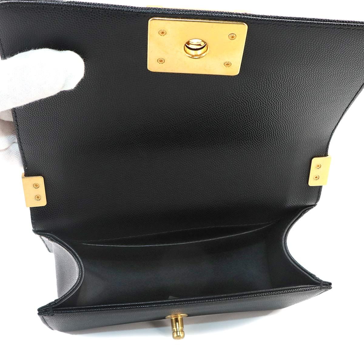 Chanel Boy Small Chain Shoulder Bag Caviar Leather Black — view 6