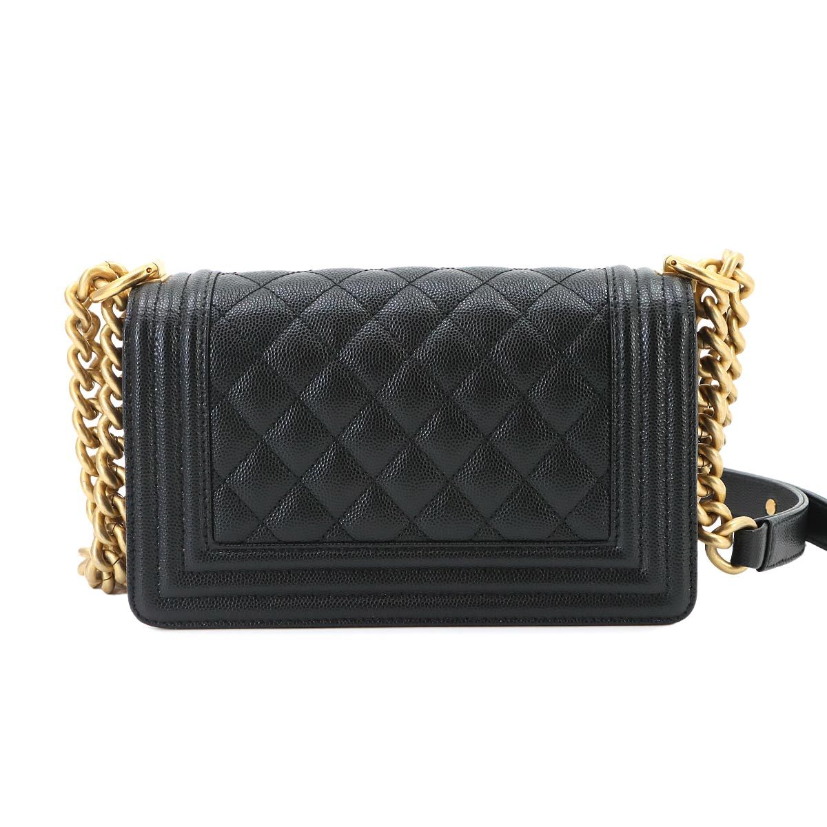 Chanel Boy Small Chain Shoulder Bag Caviar Leather Black — view 2