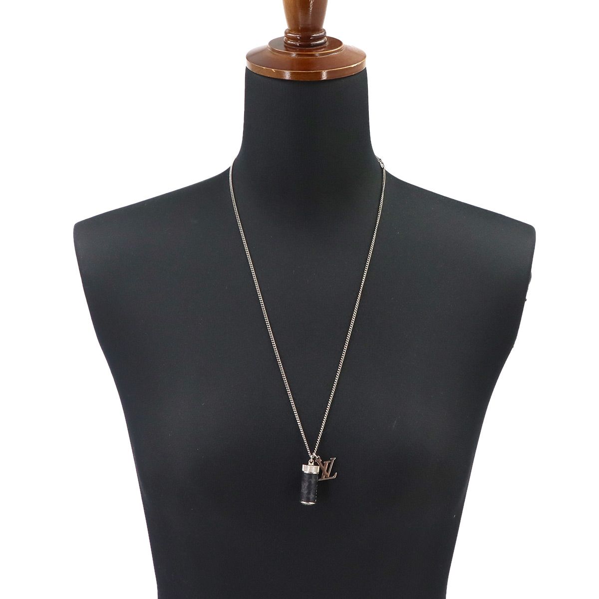 Louis Vuitton Monogram Eclipse Collier Charm Necklace Black Gray Silver Charms — view 7