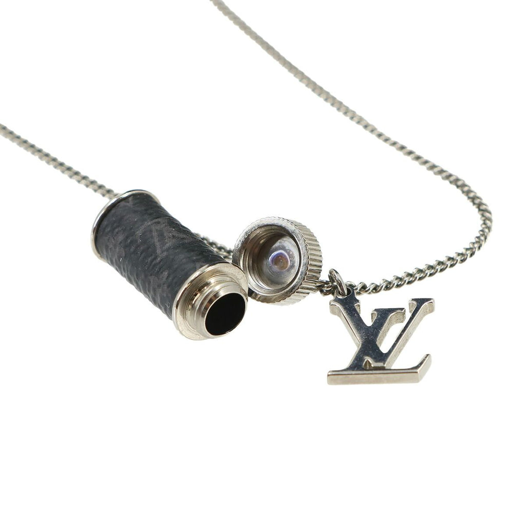 Louis Vuitton Monogram Eclipse Collier Charm Necklace Black Gray Silver Charms — view 3