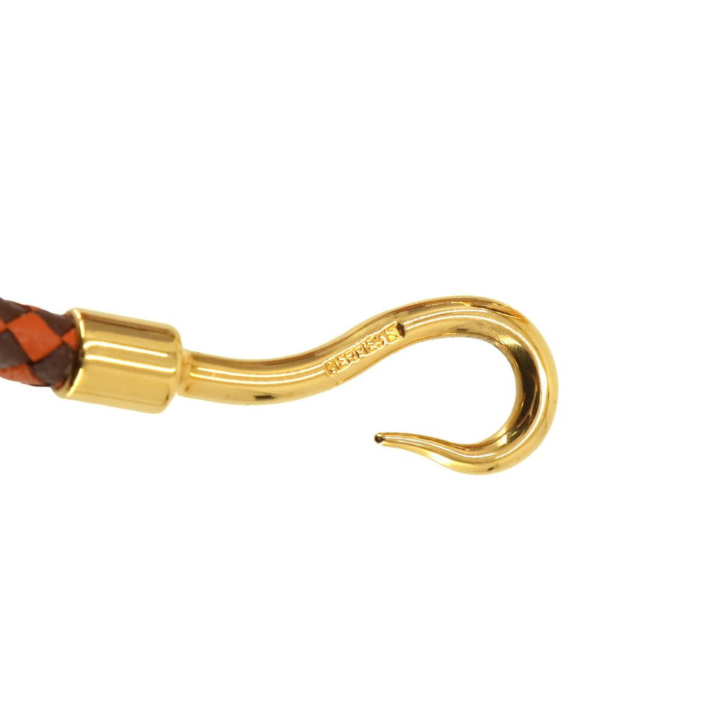 Hermes Jumbo H Ash Bracelet Leather Orange Brown Gold — view 5
