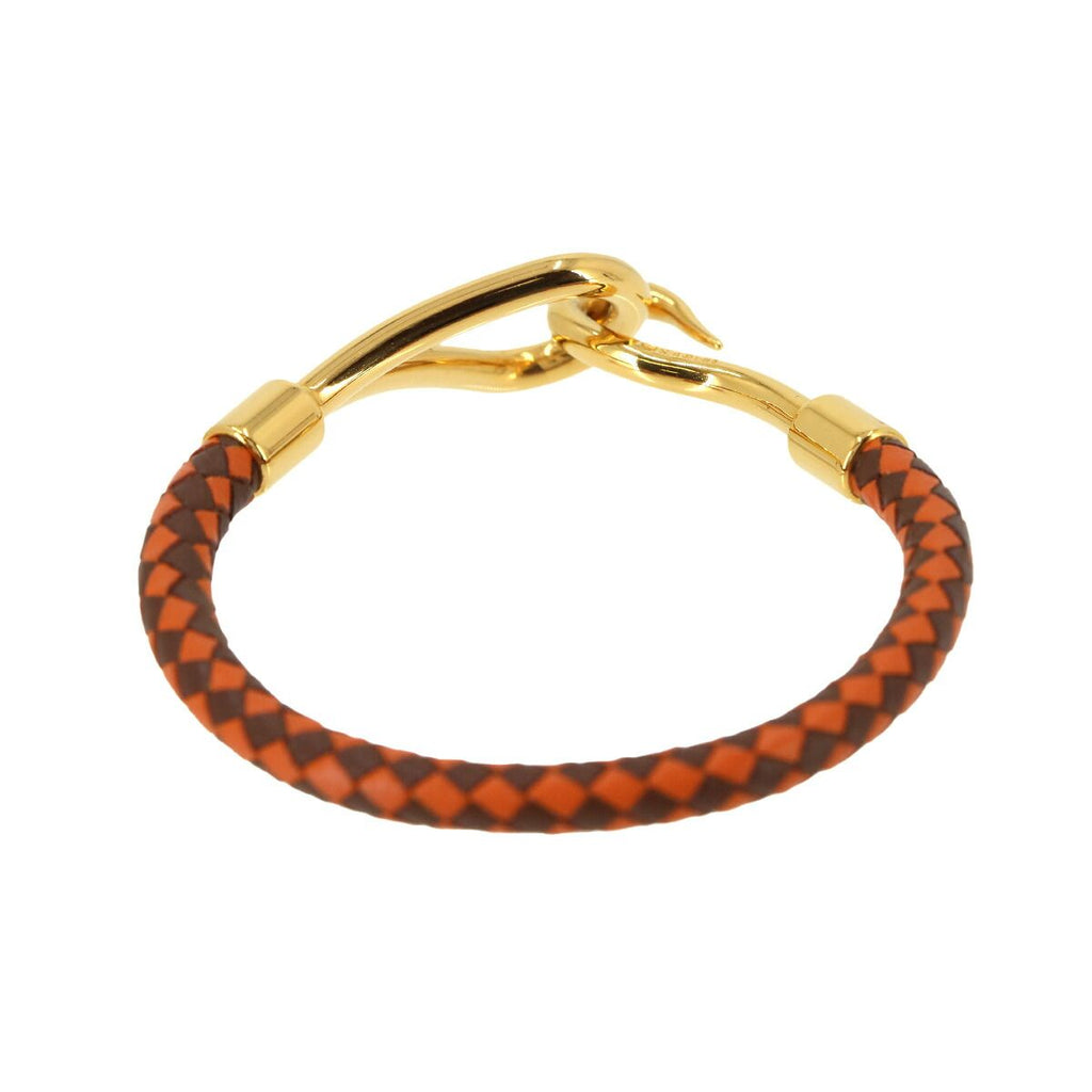 Hermes Jumbo H Ash Bracelet Leather Orange Brown Gold — view 3