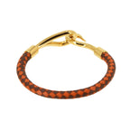 Hermes Jumbo H Ash Bracelet Leather Orange Brown Gold — view 3
