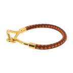 Hermes Jumbo H Ash Bracelet Leather Orange Brown Gold — view 4