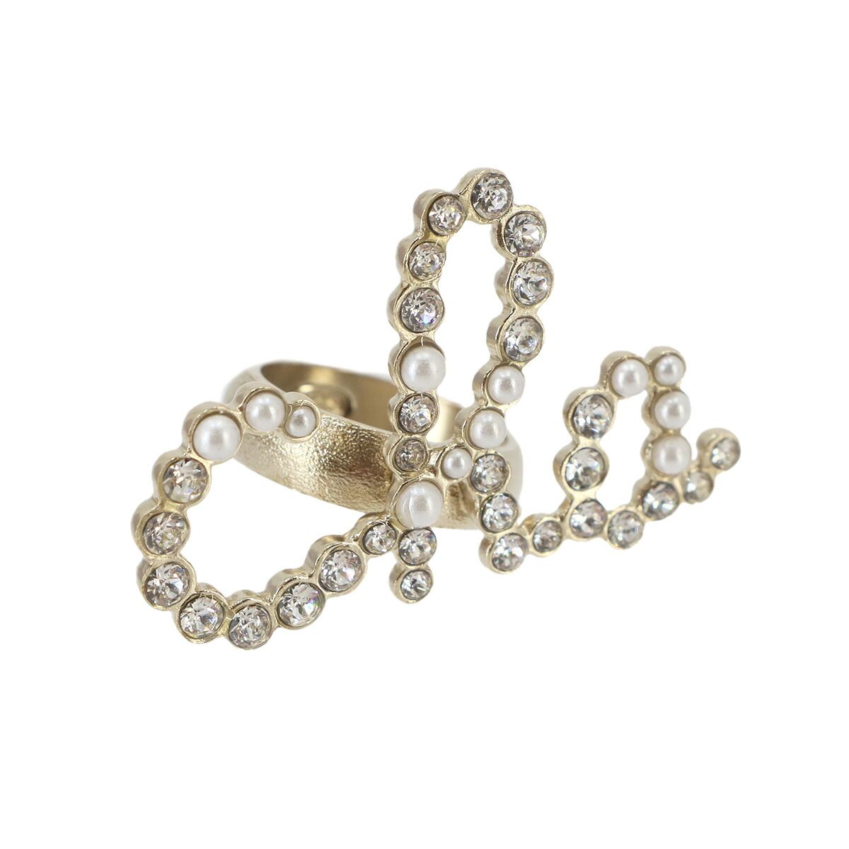 Chanel Logo Ring Set Rhinestone Gold — view 3