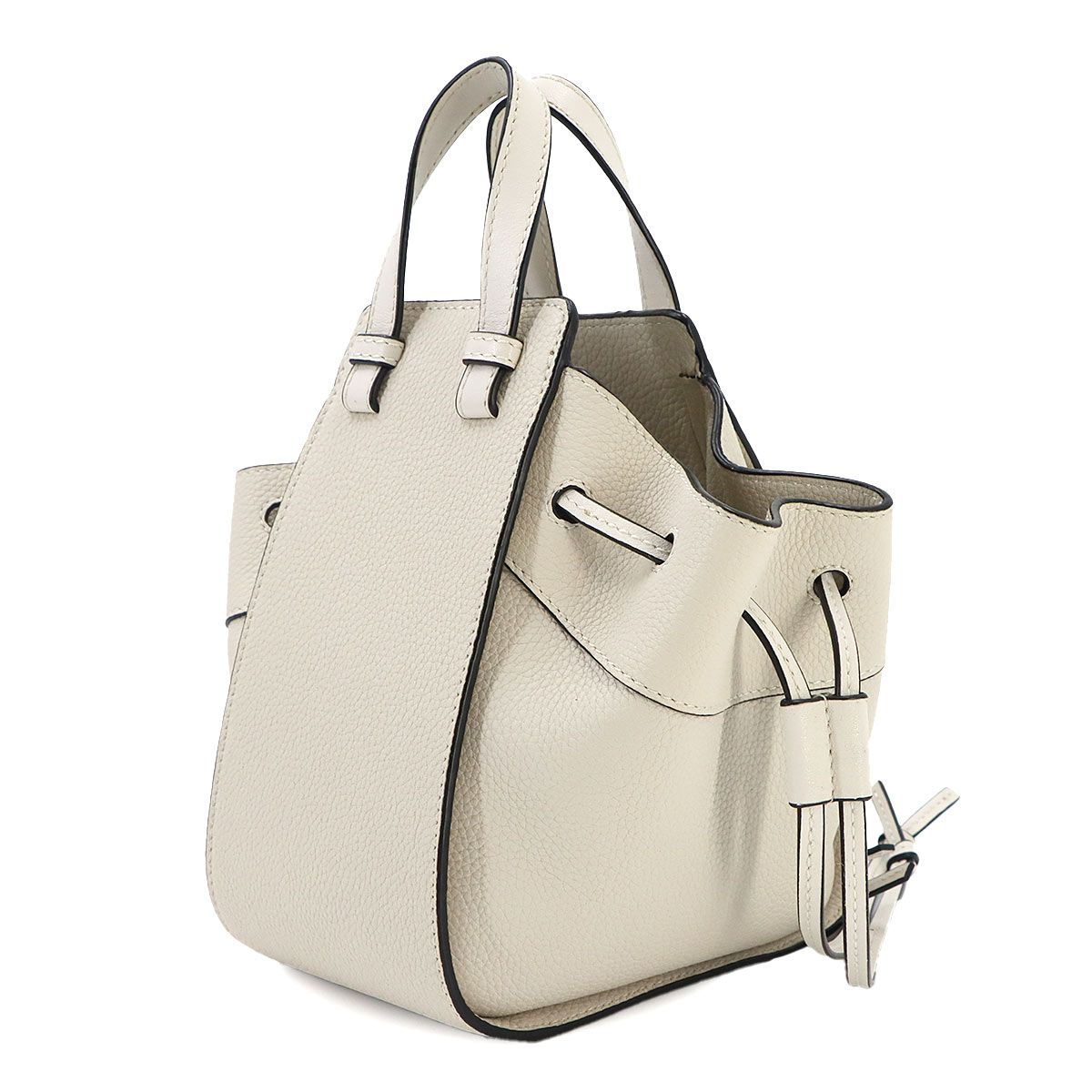 Loewe Hammock Drawstring Mini 2-Way Bag Leather White — view 3