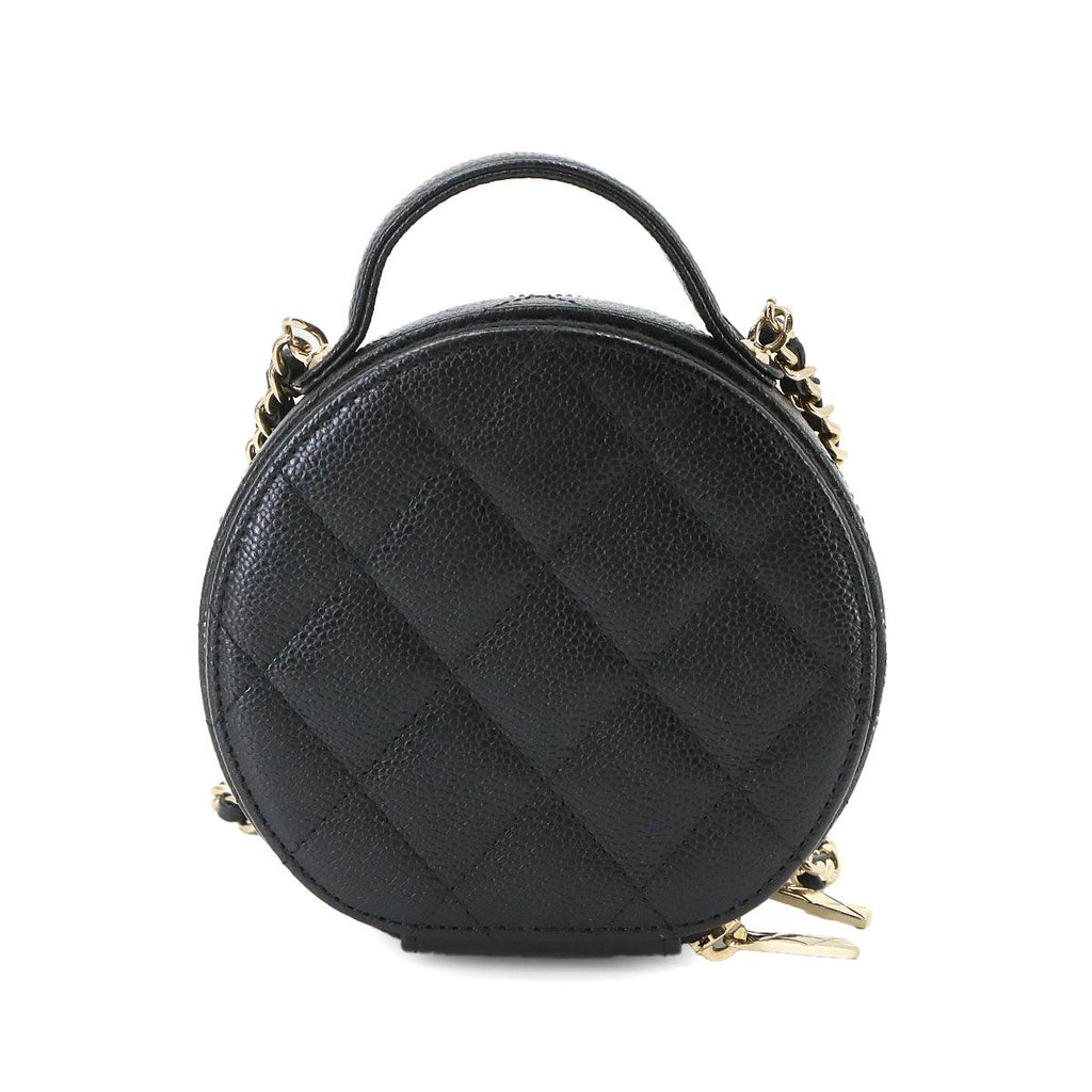 Chanel Quilted Small Vanity 2-Way Chain Shoulder Bag Caviar Leather Black — view 2