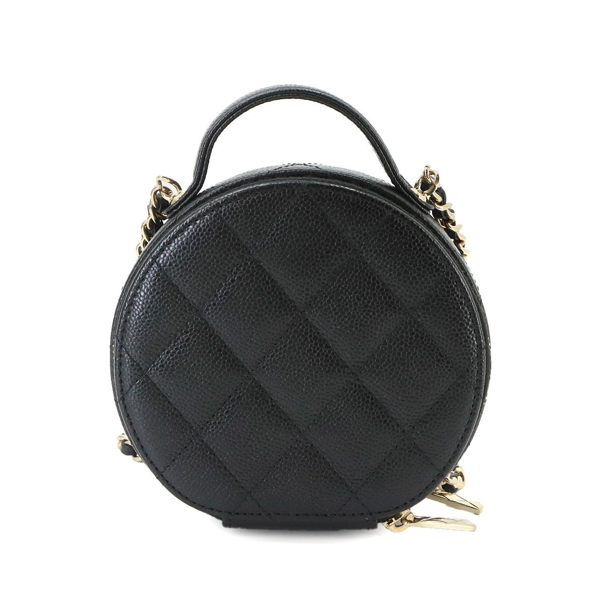 Chanel Quilted Small Vanity 2-Way Chain Shoulder Bag Caviar Leather Black — view 2