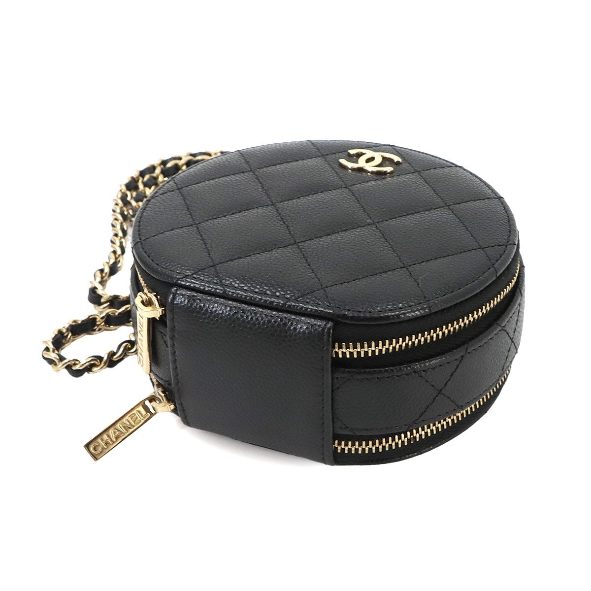 Chanel Quilted Small Vanity 2-Way Chain Shoulder Bag Caviar Leather Black — view 4