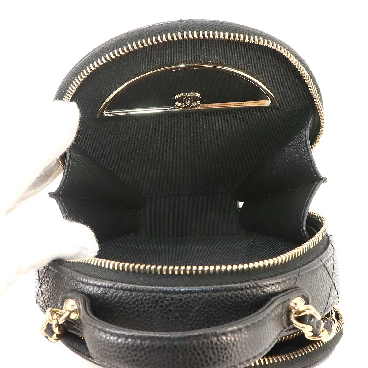 Chanel Quilted Small Vanity 2-Way Chain Shoulder Bag Caviar Leather Black — view 7