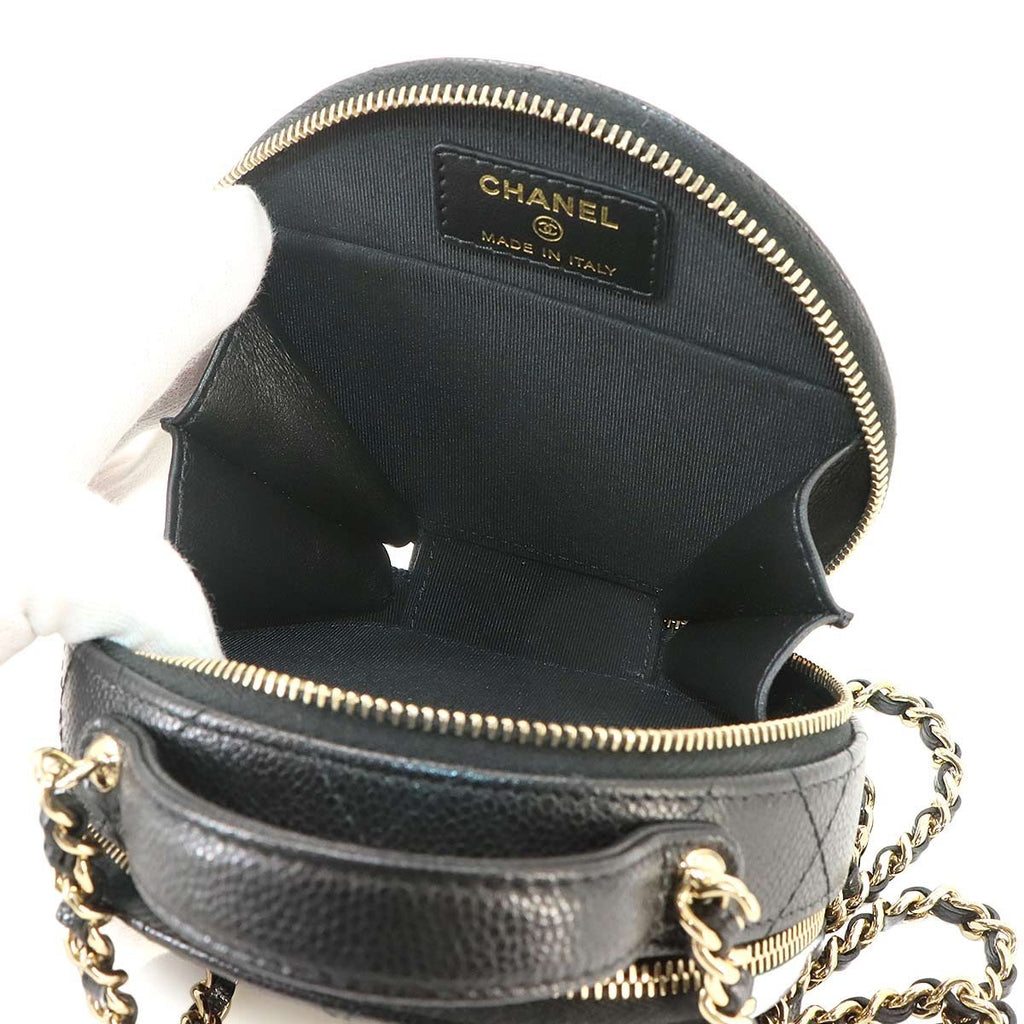 Chanel Quilted Small Vanity 2-Way Chain Shoulder Bag Caviar Leather Black — view 6