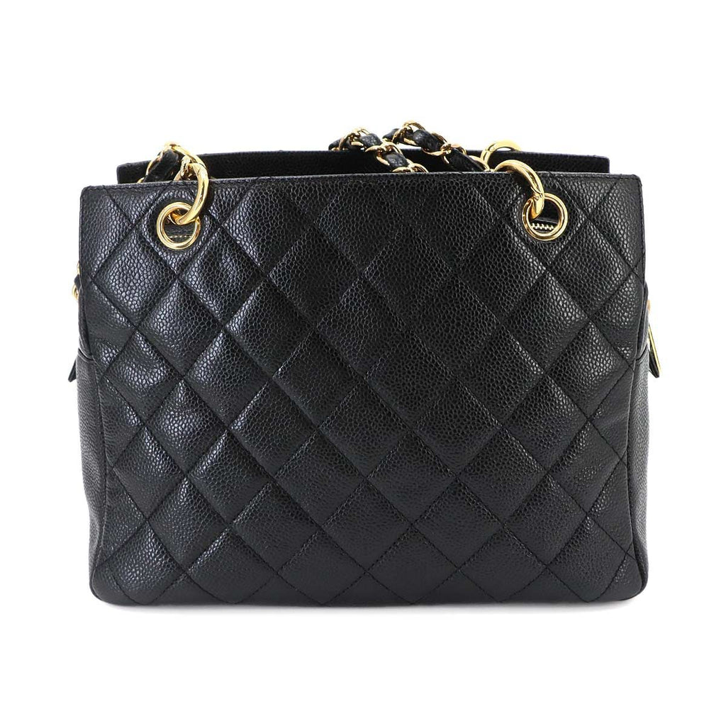 Chanel Quilted Chain Shoulder Bag Caviar Leather Black Vintage — view 3