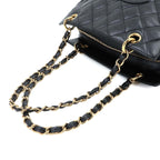 Chanel Quilted Chain Shoulder Bag Caviar Leather Black Vintage — view 6