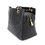 Chanel Quilted Chain Shoulder Bag Caviar Leather Black Vintage — view 4