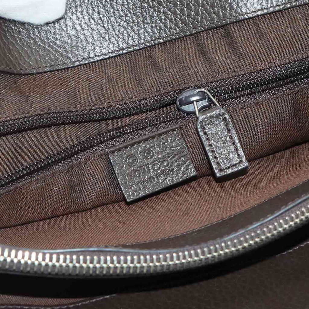 Gucci GG Canvas 2-Way Tote Shoulder Bag Leather Beige Brown Silver — view 8