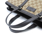 Gucci GG Canvas 2-Way Tote Shoulder Bag Leather Beige Brown Silver — view 6