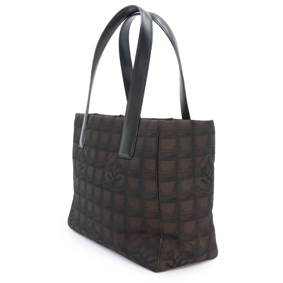 Chanel New Travel Line Tote Bag PM Nylon Jacquard Leather Dark Brown — view 4