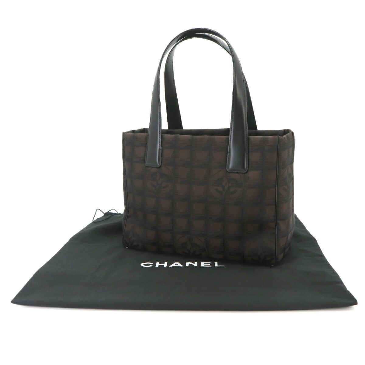 Chanel New Travel Line Tote Bag PM Nylon Jacquard Leather Dark Brown — view 2