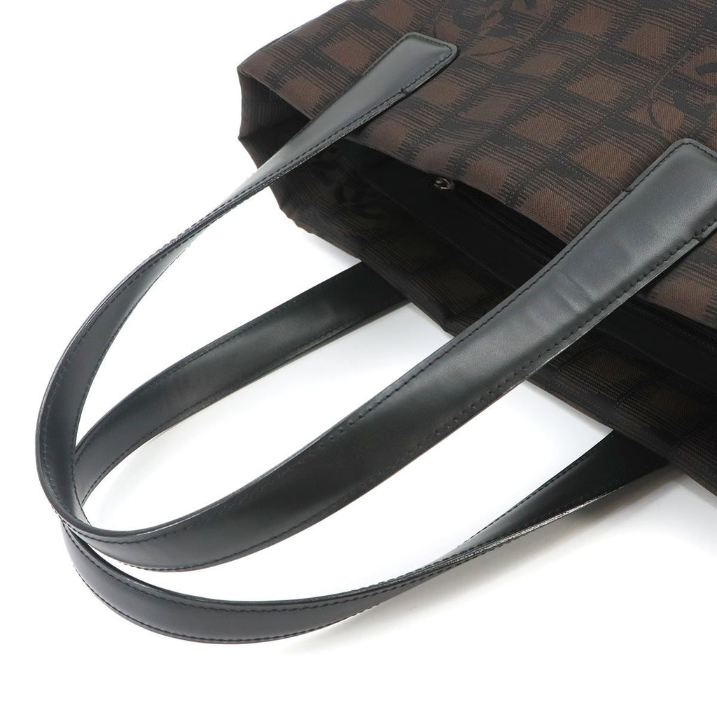 Chanel New Travel Line Tote Bag PM Nylon Jacquard Leather Dark Brown — view 6