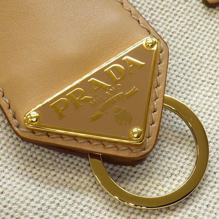 Prada Tote Bag Linen Blend Small Natural Gold — view 8