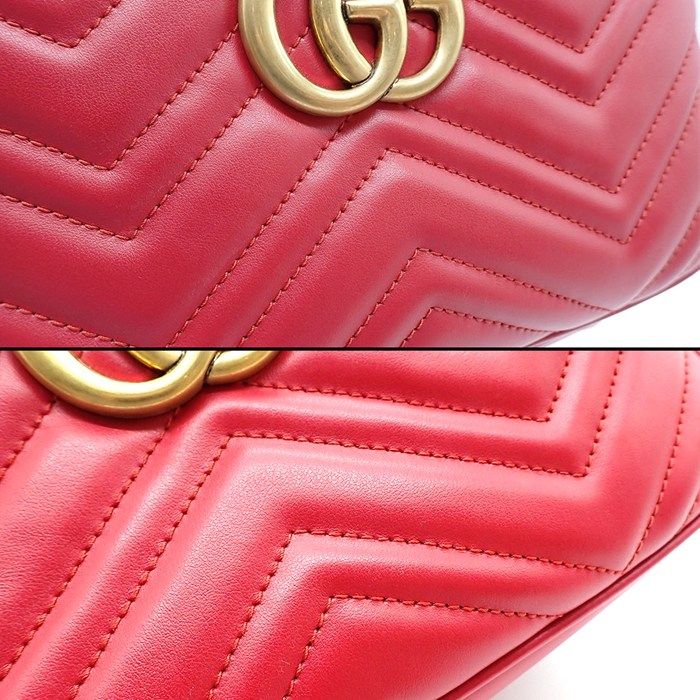 Gucci Shoulder Bag GG Marmont Small Hibisca Red Leather — view 7