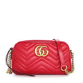 Gucci Shoulder Bag GG Marmont Small Hibisca Red Leather