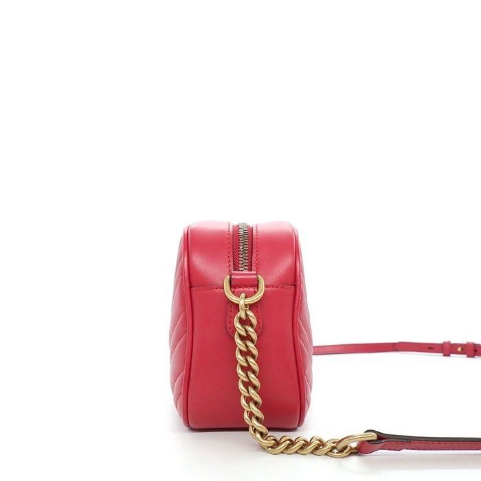 Gucci Shoulder Bag GG Marmont Small Hibisca Red Leather — view 3