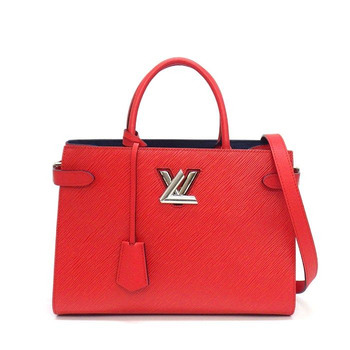 Louis Vuitton Handbag Twist Tote Coquelicot Navy Epi Leather Silver