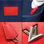 Louis Vuitton Handbag Twist Tote Coquelicot Navy Epi Leather Silver — view 6