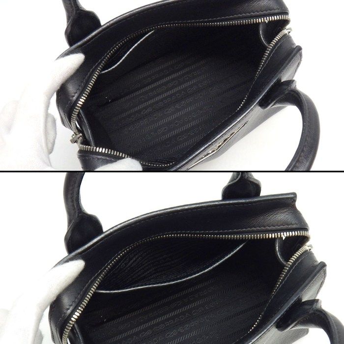 Prada Shoulder Bag Kristen Black Saffiano Leather Silver — view 5