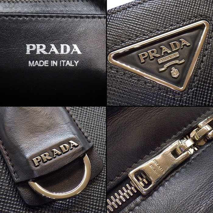 Prada Shoulder Bag Kristen Black Saffiano Leather Silver — view 6
