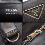 Prada Shoulder Bag Kristen Black Saffiano Leather Silver — view 6