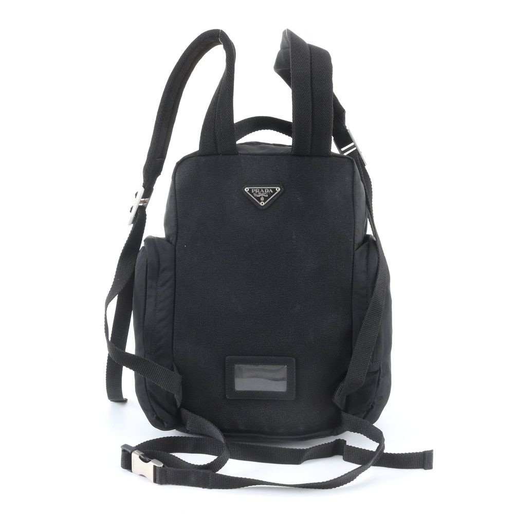 Prada Tessuto Nylon Triangle Logo Backpack Black — view 3