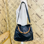 Gucci Bamboo Leather 2-Way Shoulder Hand Bag Black — view 5